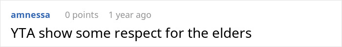 Reddit comment expressing disapproval, mentioning respect for elders, related to boyfriend's mom comment at dinner. Reddit comment expressing disapproval, mentioning respect for elders, related to boyfriend's mom comment at dinner.