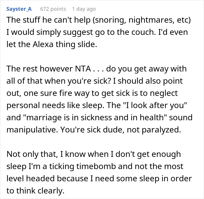 Sleep-Deprived Wife Loses It As Sick Husband Keeps Waking Her Up, Then Asks For Help Sleep-Deprived Wife Loses It As Sick Husband Keeps Waking Her Up, Then Asks For Help
