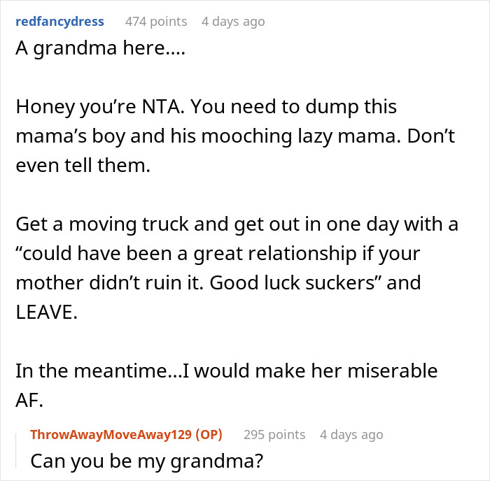 Reddit advice thread discussing troublesome mother-in-law and relationship issues. Reddit advice thread discussing troublesome mother-in-law and relationship issues.