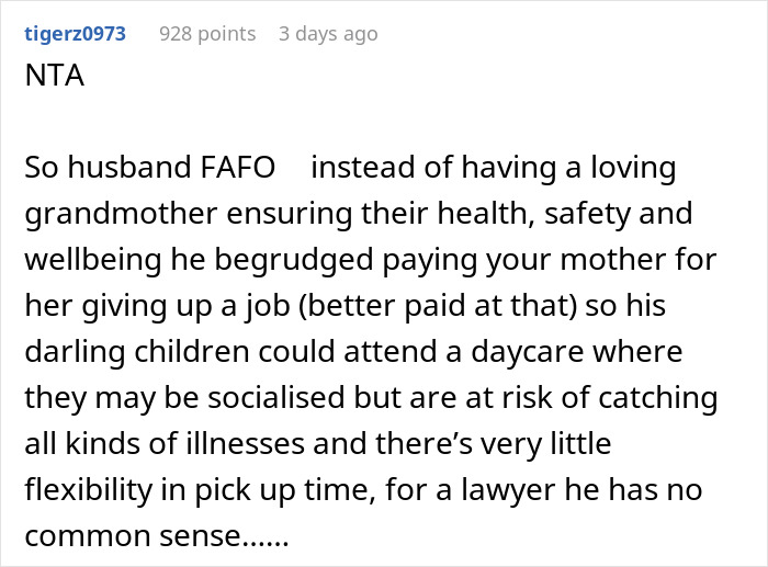 Husband Complains Grandma&rsquo;s Babysitting Is "Too Expensive," Learns The Hard Way How Cheap It Was