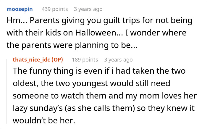 Text exchange discussing parents volunteering their daughter as a babysitter without her consent.