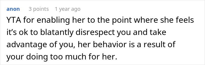 Comment discussing grandma, daughter, and babysitting on Valentine&rsquo;s.