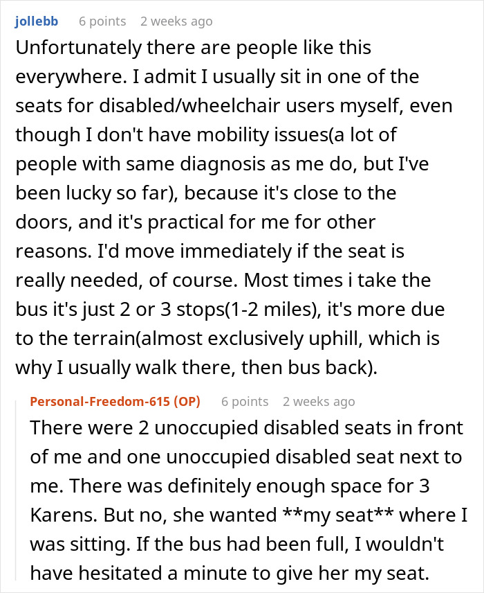 Text on image discusses a woman demanding a seat from another person on a bus despite many free ones being available. Text on image discusses a woman demanding a seat from another person on a bus despite many free ones being available.