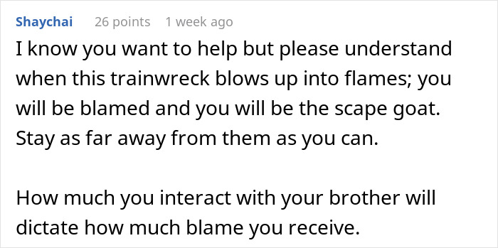 Comment on awkward family dynamics due to sibling marriage situation.