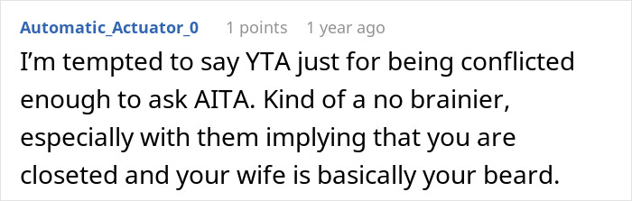 Comment discussing conflict on a post about family and son being gay.