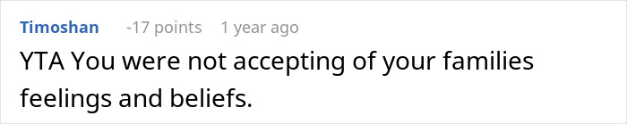 Reddit comment calling someone an AH in a family dispute over gay son.