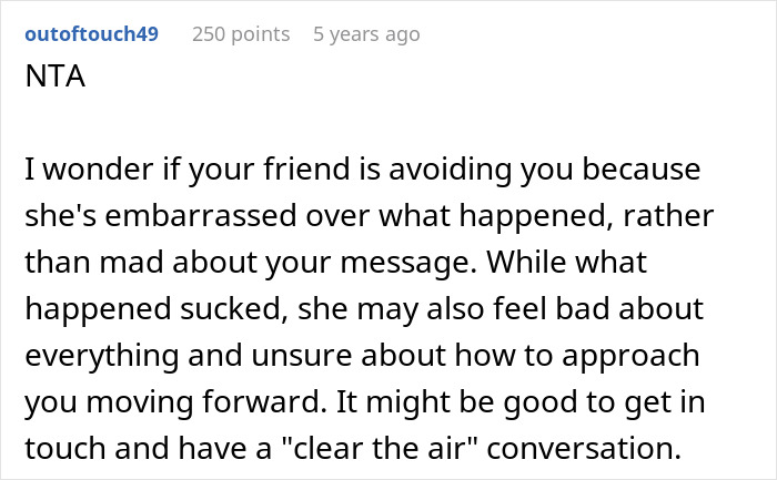 Reddit comment discussing a friend's feelings after a fancy dinner party resulted in an unexpected financial issue. Reddit comment discussing a friend's feelings after a fancy dinner party resulted in an unexpected financial issue.