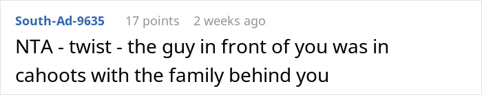 Reddit comment on "pay it forward" chain, discussing a possible twist with involved parties.