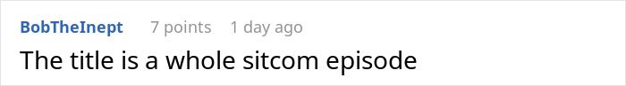 Reddit comment humorously comparing a food bank story title to a sitcom episode.
