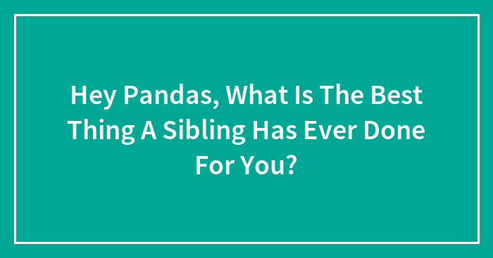 Hey Pandas, What Is The Best Thing A Sibling Has Ever Done For You?
