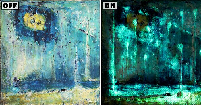 I Paint Two Paintings On One Canvas That Then Are Interchangeable Using LED Lights (6 Pics)