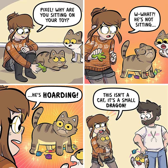 20 Hilariously Relatable Comics By Sarah Graley About Life With Her Husband And Four Cats (New Pics)