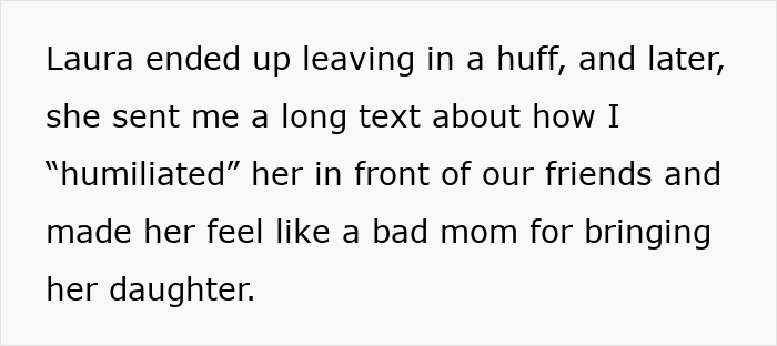 Text message about a disagreement at a child-free birthday dinner.