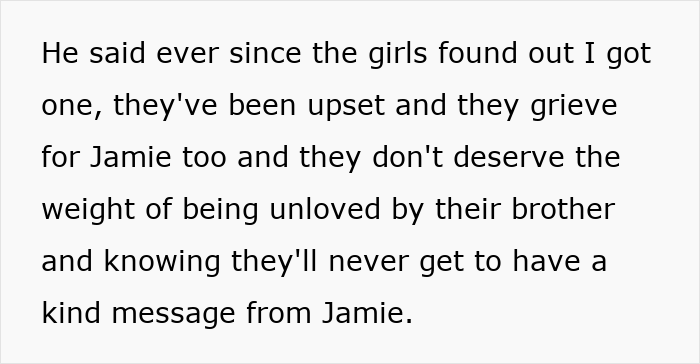 Text about sharing brother's final words and feelings of grief and upset siblings. Text about sharing brother's final words and feelings of grief and upset siblings.