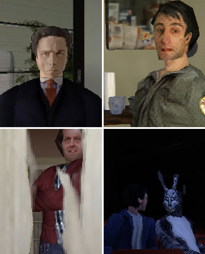 Four pixelated, surreal images highlighting the strange side of the internet.