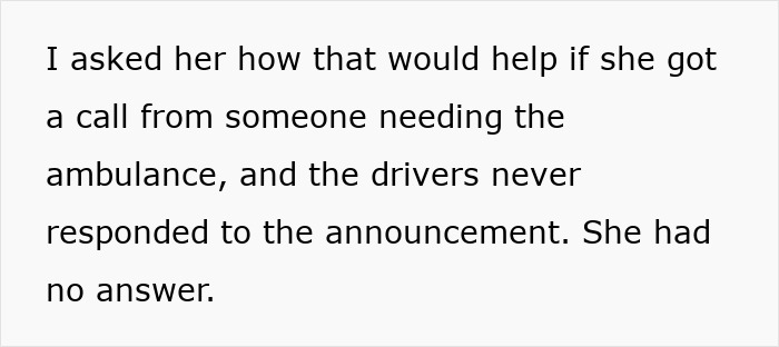 Text on image about questioning ambulance response, related to entitled behavior and consequences. Text on image about questioning ambulance response, related to entitled behavior and consequences.