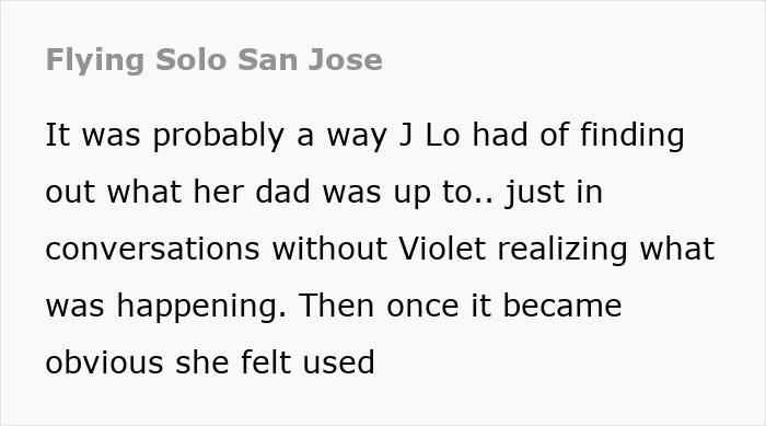 Text discussing JLo's potential motives, mentioning conversations with Ben Affleck and Jennifer Garner&rsquo;s daughter.