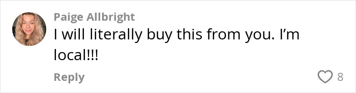 Comment expressing interest in buying Carrie Bradshaw&rsquo;s wedding dress from a thrift store find.