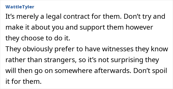 Text message from user WattleTyler discussing wedding arrangements and guest preferences.