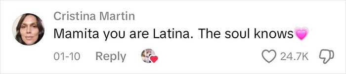 Comment showing support for Latina identity in discussion about shady adoption.