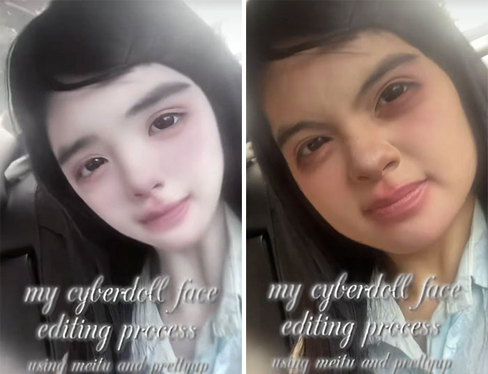 Side-by-side images show the difference between heavily edited and natural looks, highlighting Photoshop airbrush effects.