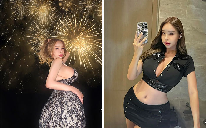 Two images showing a woman edited with airbrush effects, highlighting contrast between Instagram and reality.