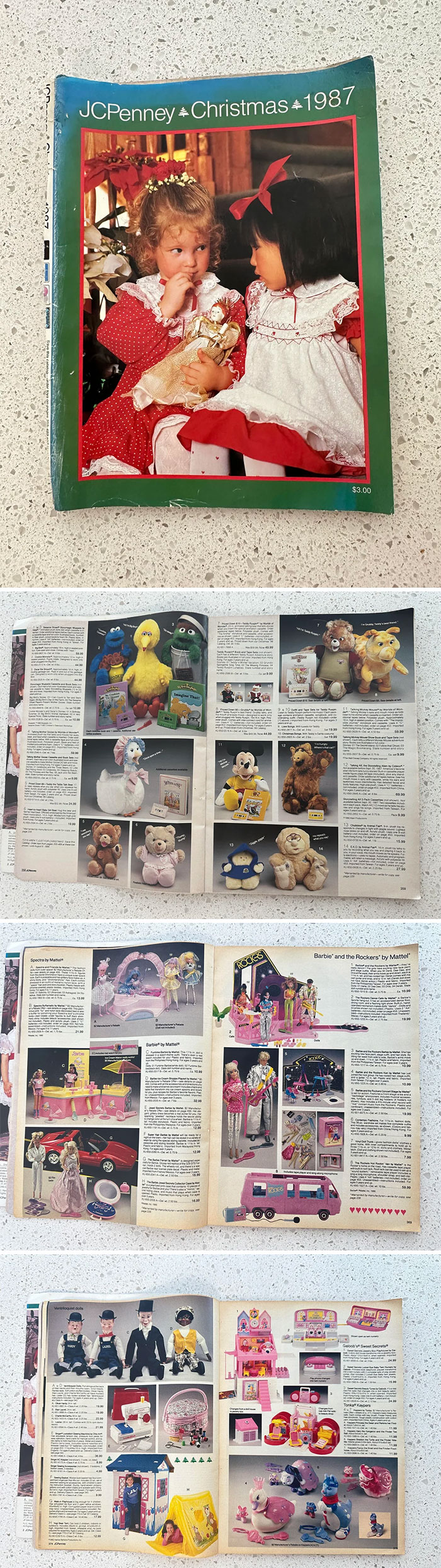 Vintage toys catalog from JC Penney 1987 featuring dolls and plush toys.