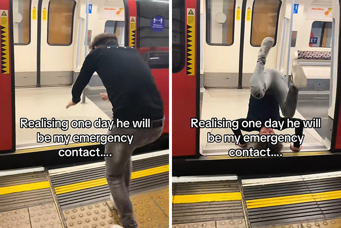 Man struggling to enter a train, symbolizing the real crisis in emergency handling.