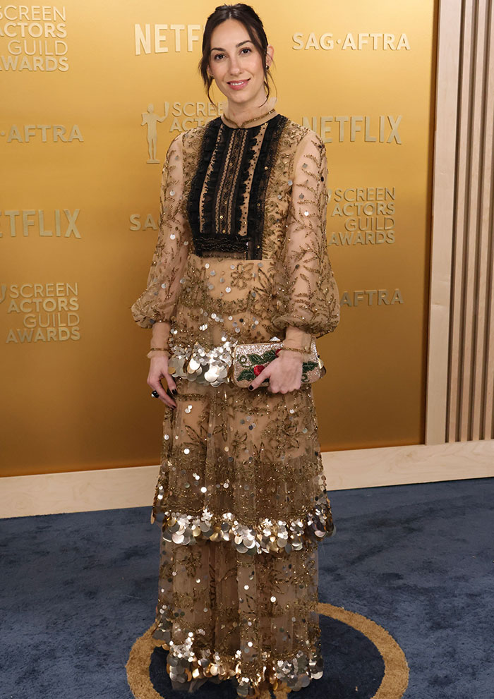 Gia Coppola on the SAG Awards red carpet in a sequined dress, noted among worst looks.