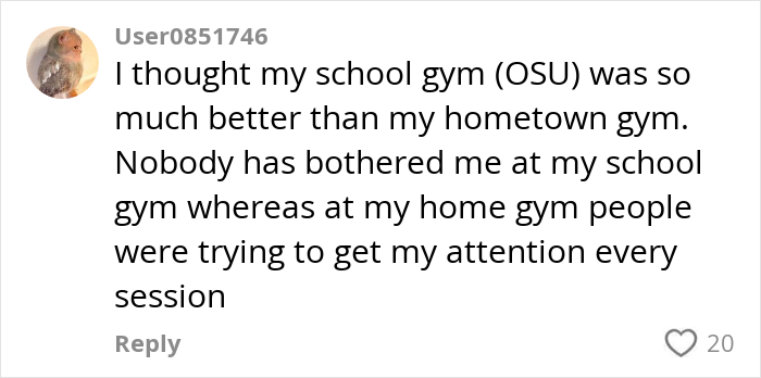 User comment discussing different experiences at two gyms. User comment discussing different experiences at two gyms.