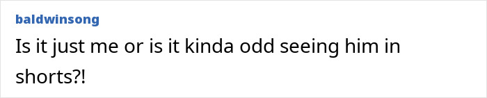 Comment questioning the oddness of seeing Harrison Ford in shorts.