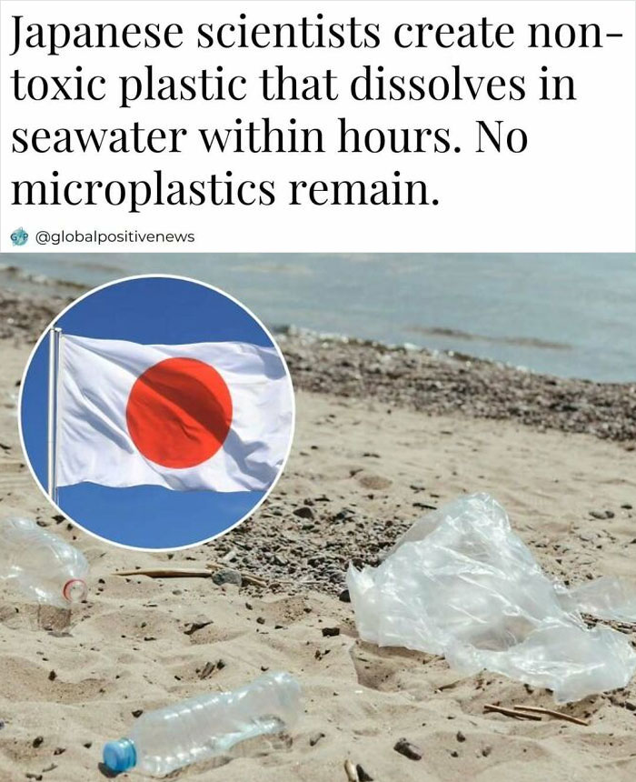 Japanese scientists develop non-toxic plastic dissolving in hours, restoring faith in humanity and reducing microplastic waste.