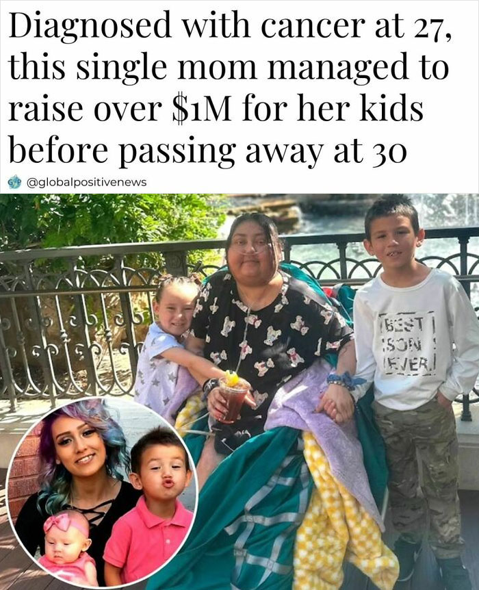 Single mom with cancer raised over $1M for her kids, restoring faith in humanity with global positive news.