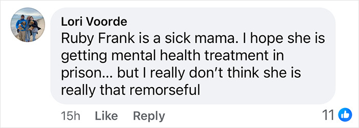 Screenshot of a critical social media comment about the momfluencer Ruby Franke. Screenshot of a critical social media comment about the momfluencer Ruby Franke.