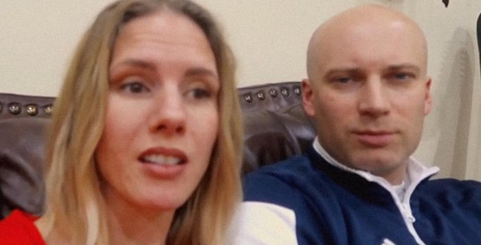 Ruby Franke and husband Kevin talking indoors. Ruby Franke and husband Kevin talking indoors.