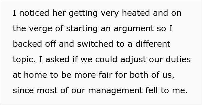 Text discussing division of home duties between husband and wife.