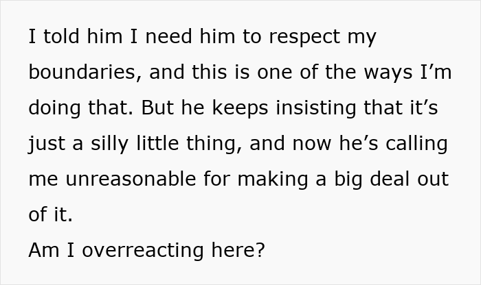 Text discussing a man's frustration over pregnancy appointment boundaries.