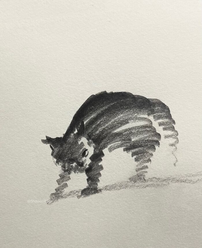 Sketch of an animal with minimal strokes, showcasing expressive personality.