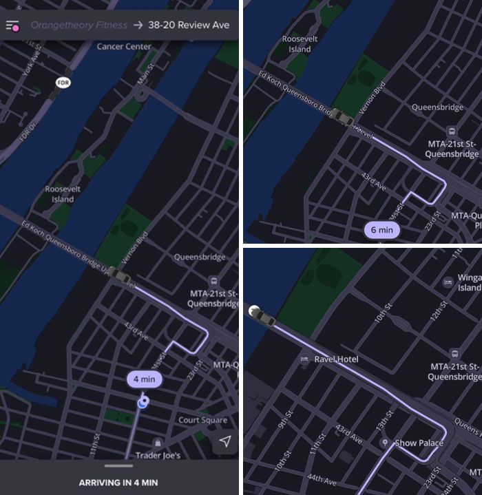 Map showing routes and timings near Queensbridge. Infuriating cancelled reservations impact travel plans.