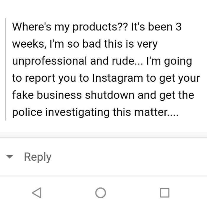 Angry message demanding action, reflecting behavior typical of entitled influencers on social media.