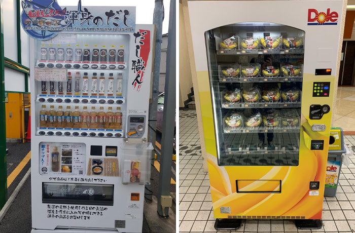 Unique vending machines in Japan offering diverse products.