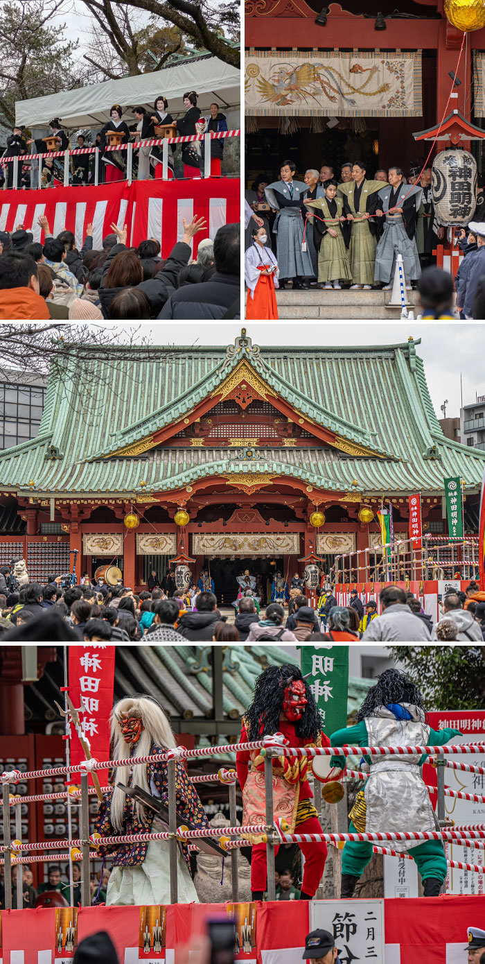 Interesting Japan Pics of a traditional festival with people in costumes and a temple gathering.