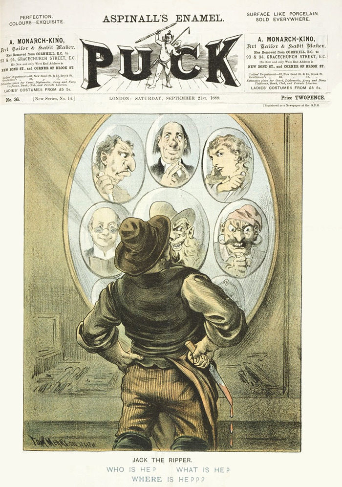 Illustration from Puck magazine showing Jack the Ripper.