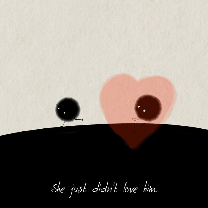 Simple illustration of two abstract figures, with one inside a heart shape, conveying life's values and emotions.