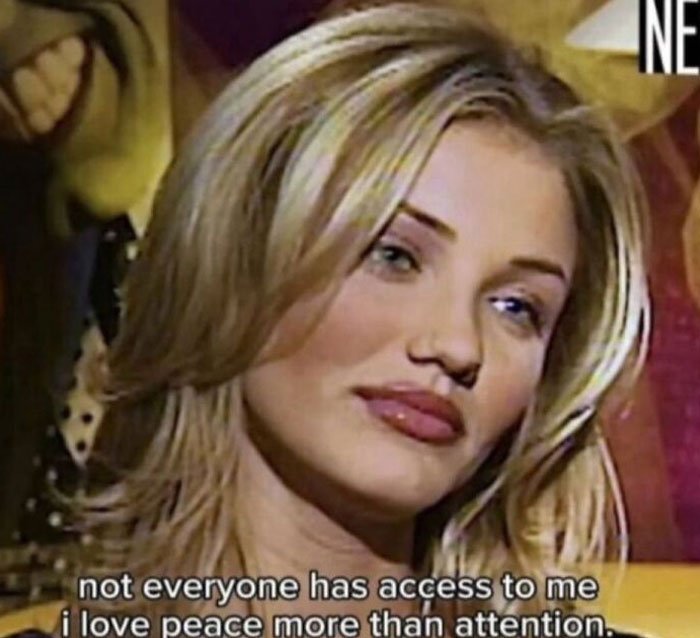Woman with blonde hair and a thoughtful expression, embodying "girly things" with text: "Not everyone has access to me."