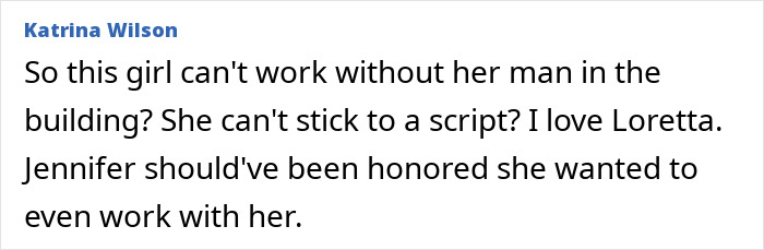 Text exchange commenting on Jennifer Love Hewitt's alleged problematic behavior with a former co-star.