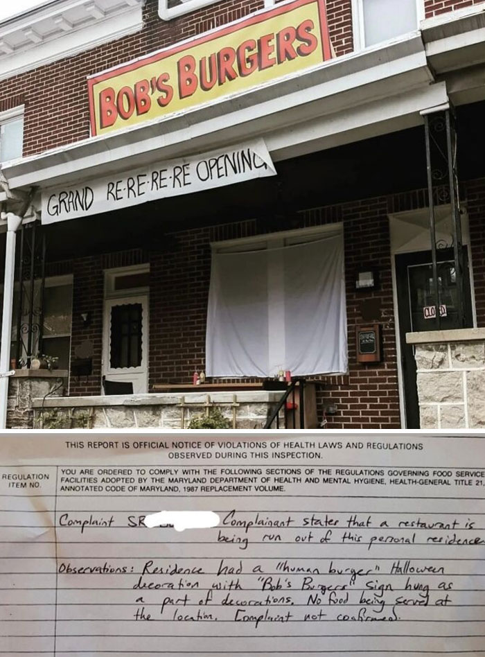 On Halloween, Someone Reported This House In Baltimore To The Health Department For Illegally Running A Restaurant Out Of A Residence
