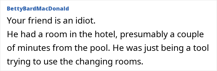 Text comment discussing a dad potentially misusing hotel changing rooms near a pool.