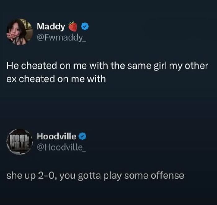 Text exchange showcasing peak internet humor about relationship drama.