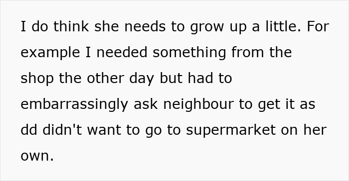 Text discussing a mom's belief that her 14-year-old needs to mature and help more. Text discussing a mom's belief that her 14-year-old needs to mature and help more.